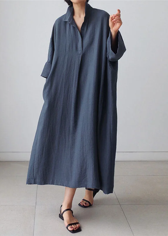 Seasonal Sale casual slip dresscasual slip dressFine Blue Peter Pan Collar Patchwork Cotton Shirts Dresses Spring
