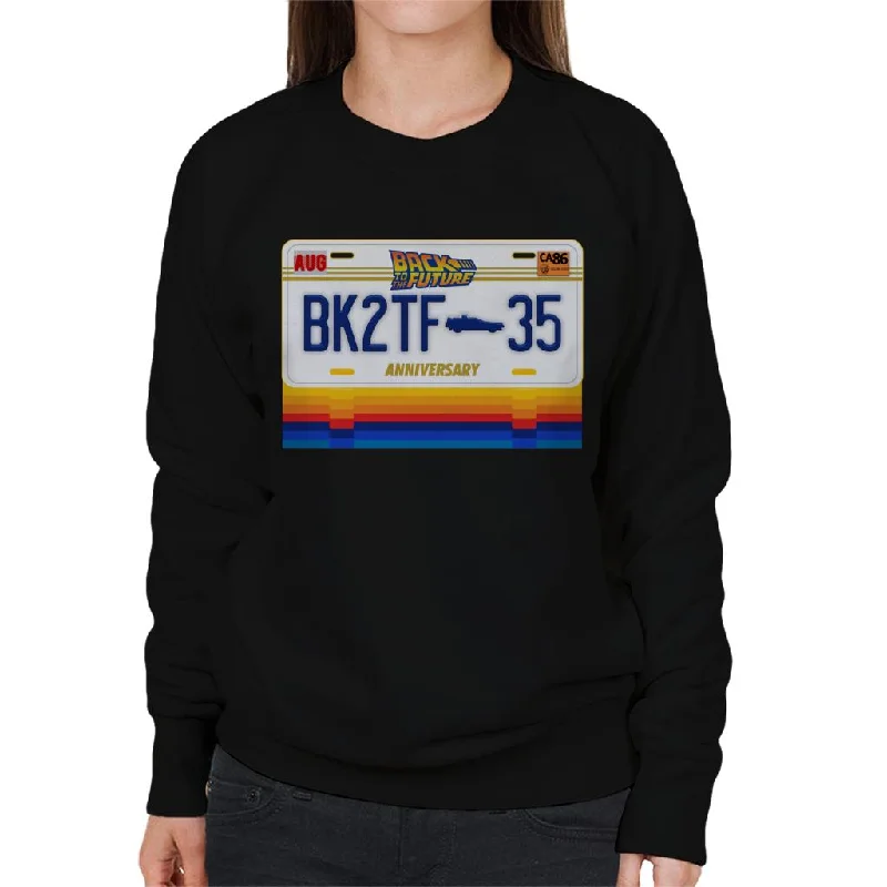 sporty casual hoodieBack to the Future 35th Anniversary License Plate Design Women's Sweatshirt