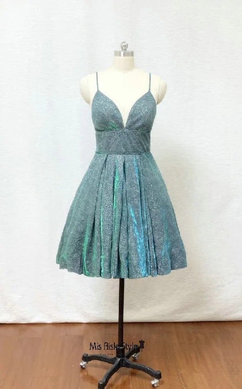 Weekend Flash Sale puff sleeve dresspuff sleeve dressKnee Length Ball Gown Sparkle Homecoming Dress