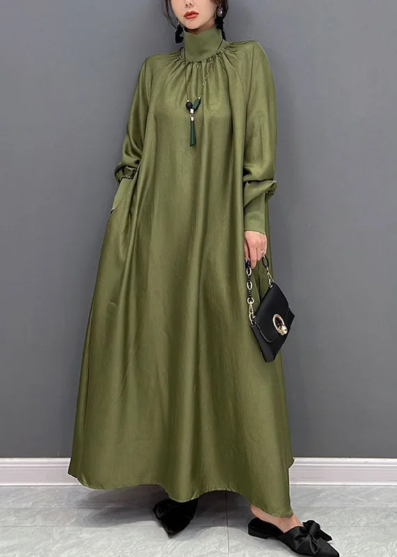 Midnight Madness form-fitting dressform-fitting dressGreen Loose Silk A Line Dresses High Neck Draping Spring