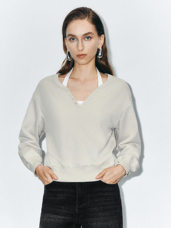 Discount Extravaganza Halter Neck Loose Sweatshirts