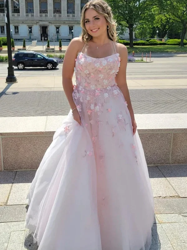 Deal Zone midi dressmidi dressBackless Pink Lace Floral Long Prom Dresses, Pink Lace Formal Dresses, Long Pink Evening Dresses with Appliques SP2803
