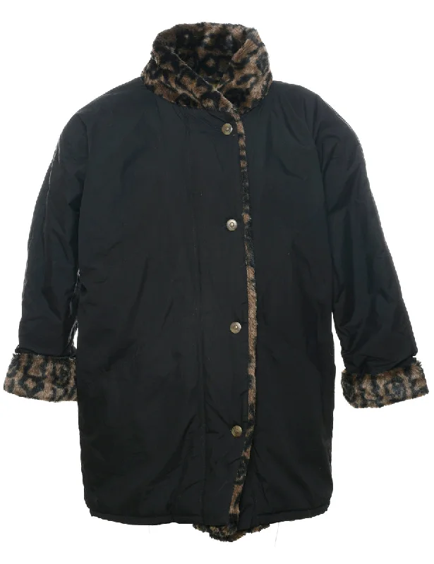 Price Cut faux fur coatSingle Breasted Fur Collar Coat - XXL