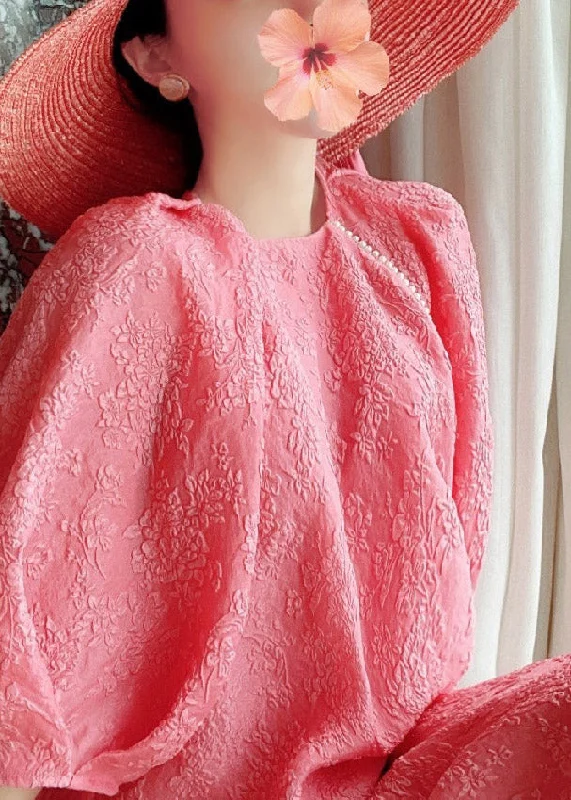 Clearance Sale trendy bodycon dresstrendy bodycon dressLoose Red O-Neck Floral Silk Maxi Dresses Puff Sleeve