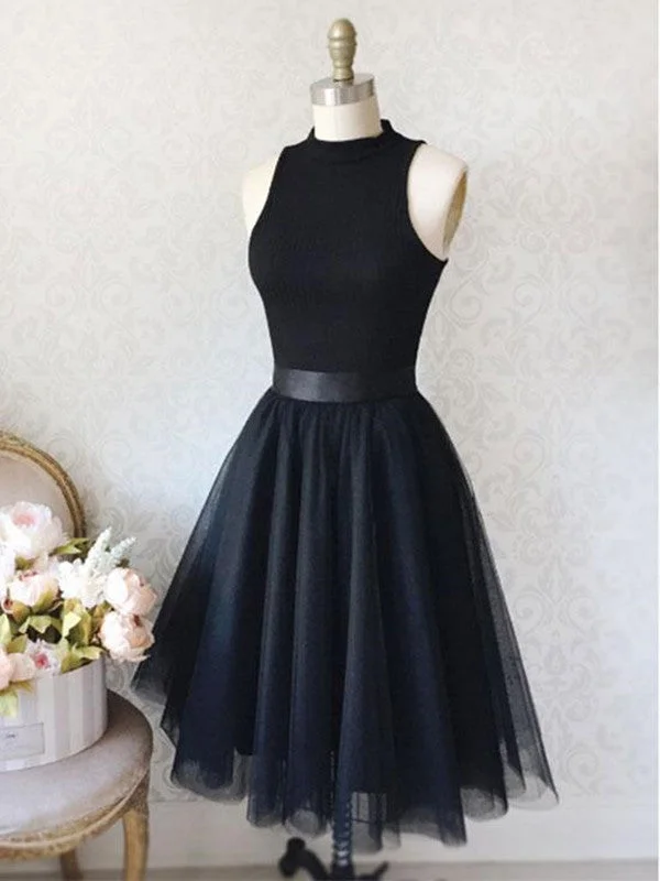 Savings Galore tiered dresstiered dressA Line Black Short Prom Dresses, Black Homecoming Dresses, Evening Dresses