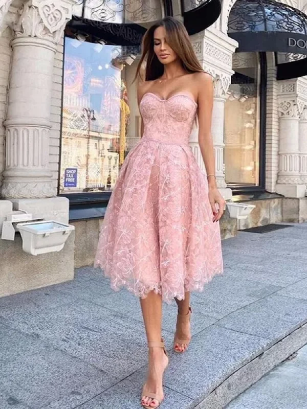 Season Finale Sale summer dresssummer dressStrapless Pink Lace Short Prom Dresses, Pink Lace Homecoming Dresses, Short Pink Formal Graduation Evening Dresses SP2733 Season Finale Sale summer dresssummer dressStrapless Pink Lace Short Prom Dresses, Pink Lace Homecoming Dresses, Short Pink Formal Graduation Evening Dresses SP2733