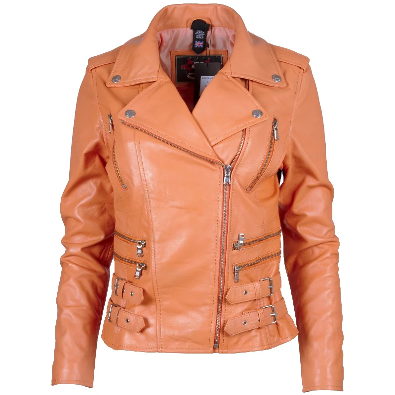 Hurry In high-quality coatAGSM Women's Biker Jacket - Papaya