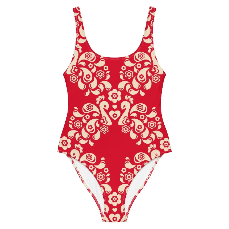 Massive Deals PEACOCK LOVE red - One-Piece Swimsuit