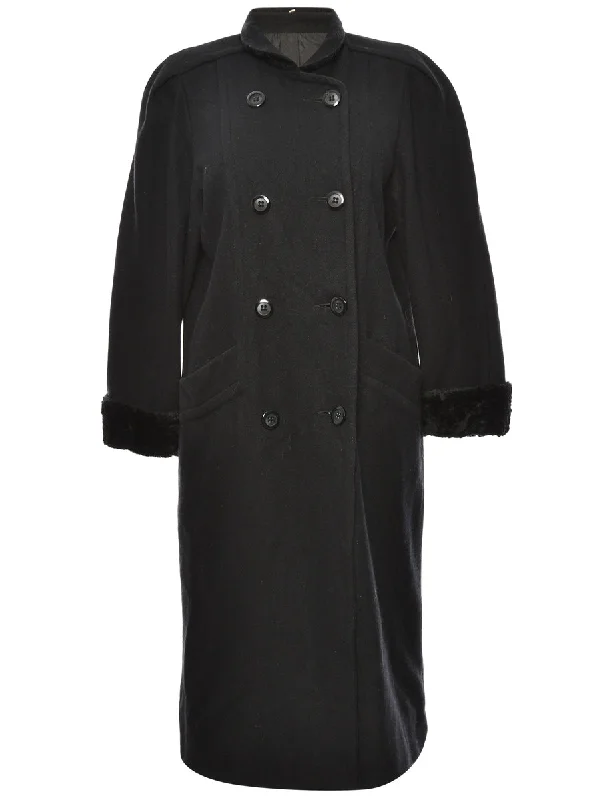 Warehouse Sale trendy puffer coatDouble-Breasted Black Classic Coat - L