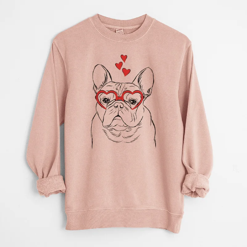 New Deals loose fit athletic hoodieValentine Fudge the French Bulldog - Unisex Pigment Dyed Crew Sweatshirt New Deals loose fit athletic hoodieValentine Fudge the French Bulldog - Unisex Pigment Dyed Crew Sweatshirt