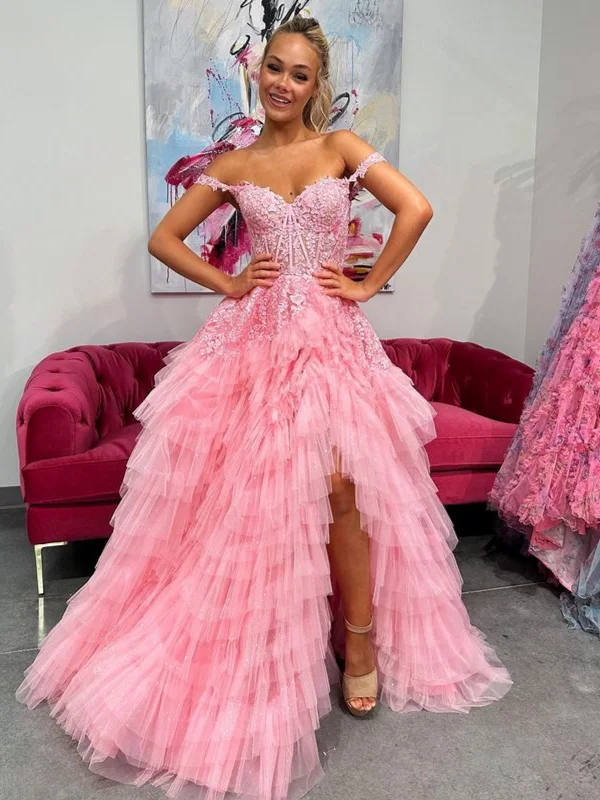 Can't Be Beat stylish party dressstylish party dressOff Shoulder Ruffle Pink Lace Long Prom Dresses with High Slit, Off the Shoulder Pink Formal Dresses, Pink Lace Evening Dresses SP3017 Can't Be Beat stylish party dressstylish party dressOff Shoulder Ruffle Pink Lace Long Prom Dresses with High Slit, Off the Shoulder Pink Formal Dresses, Pink Lace Evening Dresses SP3017