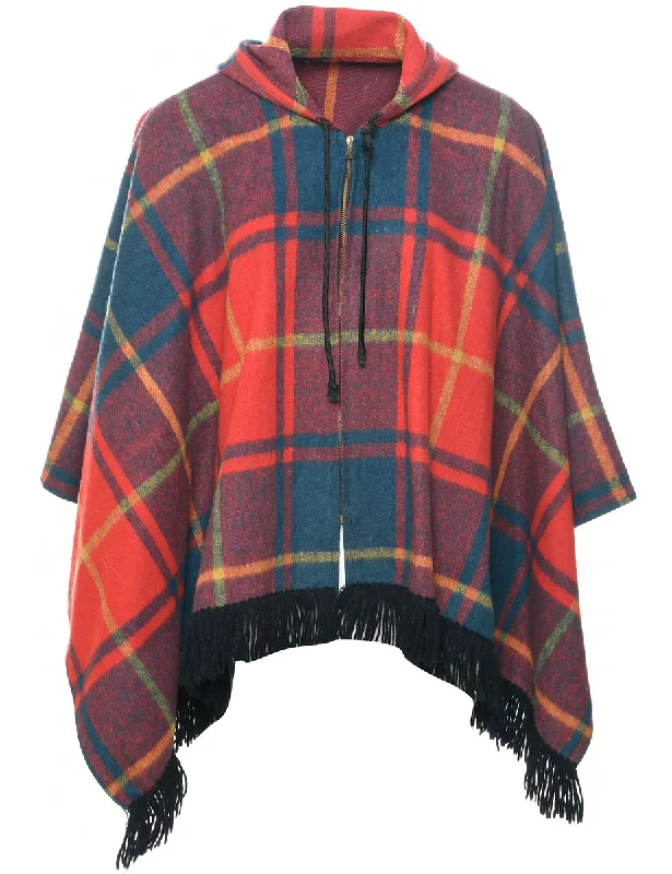 Bargain Prices cozy winter coatChecked Hooded Cape - M