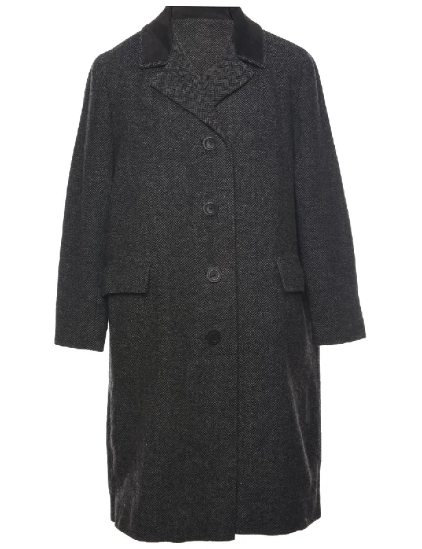 Season Finale Sale fitted trench coatHerringbone Tweed Wool Coat - L