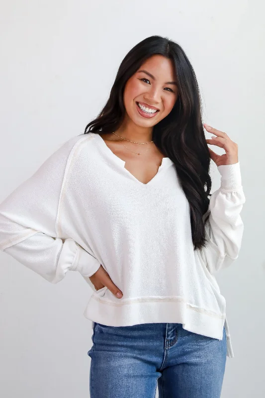 Early Access athletic streetwear sweatshirtFINAL SALE - Comfy Passion White Terry Cloth Top Early Access athletic streetwear sweatshirtFINAL SALE - Comfy Passion White Terry Cloth Top