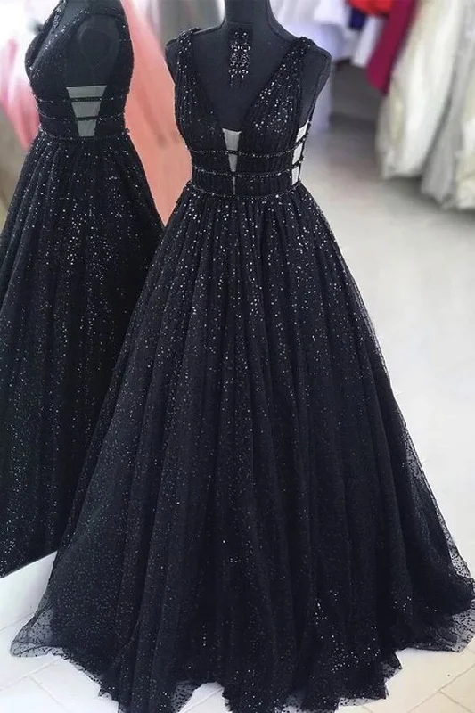 Deal Frenzy casual knit dresscasual knit dressBall Gown Black Sparkle Prom Dress