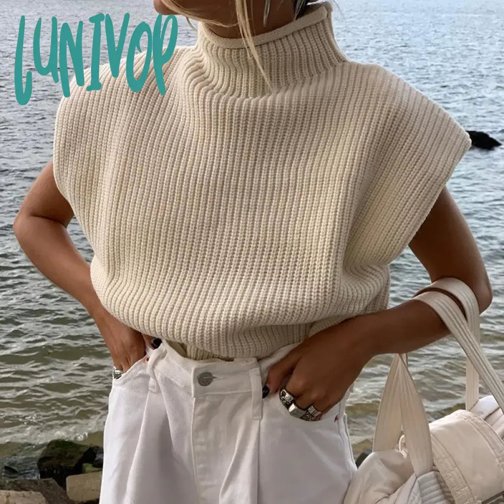 Great Deals Lunivop Pullover Sweater Women Female Knitting Overszie Sleeveless Loose Knitted Outerwear Womens Winter Sweaters