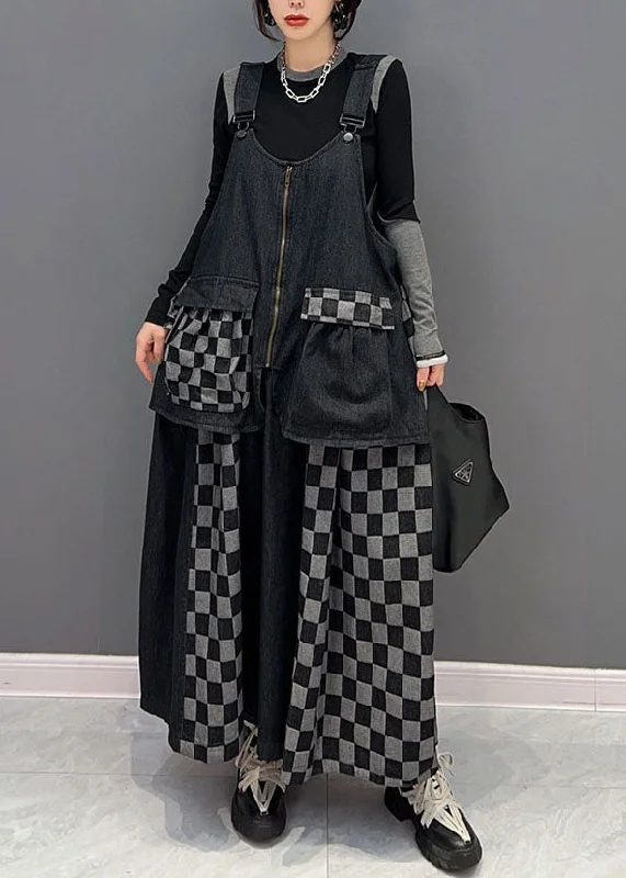 Weekend Deal satin midi dresssatin midi dressBohemian Black Patchwork Cotton Denim Strap Dresses Spring