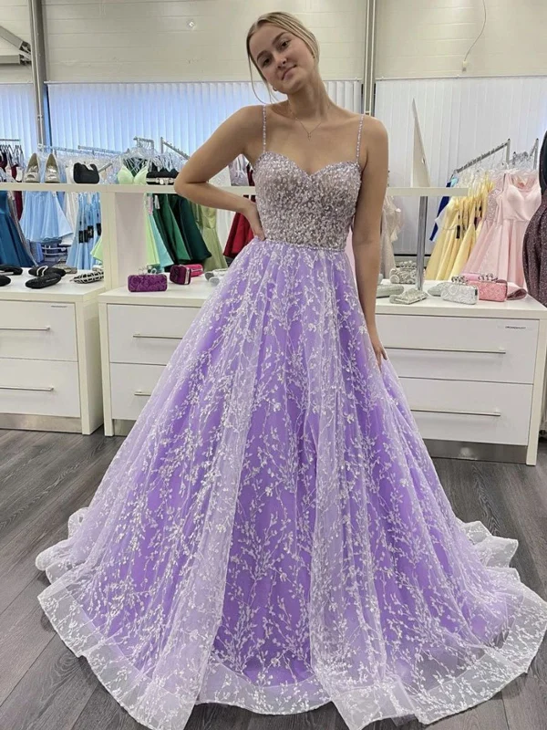 Act Now boho dressboho dressSweetheart Neck Open Back Purple Lace Long Prom Dresses, Purple Lace Formal Dresses, Purple Evening Dresses SP2118