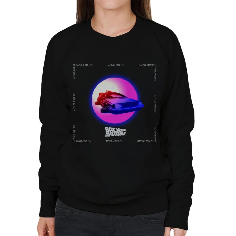 slim fit workout hoodieBack to the Future Delorean Purple Moon Women's Sweatshirt