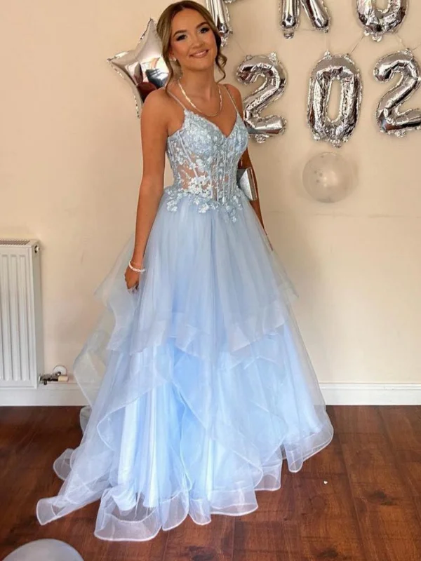 Big Discounts fitted dressfitted dressA Line V Neck Light Blue Lace Long Prom Dresses, Light Blue Lace Formal Dresses, Light Blue Tulle Evening Dresses SP2993 Big Discounts fitted dressfitted dressA Line V Neck Light Blue Lace Long Prom Dresses, Light Blue Lace Formal Dresses, Light Blue Tulle Evening Dresses SP2993