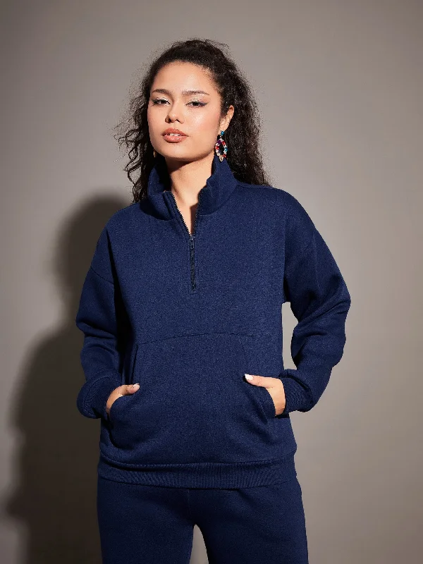 Markdown Madness streetwear gym sweatshirtWomen Navy Fleece Front Zipper Sweatshirt Markdown Madness streetwear gym sweatshirtWomen Navy Fleece Front Zipper Sweatshirt