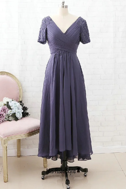 Limited Time Discount long sleeve dresslong sleeve dressTea Length Short Sleeve Mother of The Bride Dress
