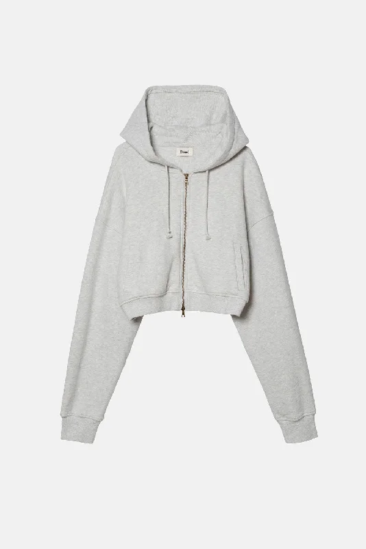 loose fit athletic hoodieBABYDOLL CROP ZIP HOODIE