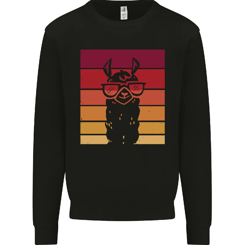 Final Sale pullover workout hoodieA Llama Wearing Shades Mens Sweatshirt Jumper