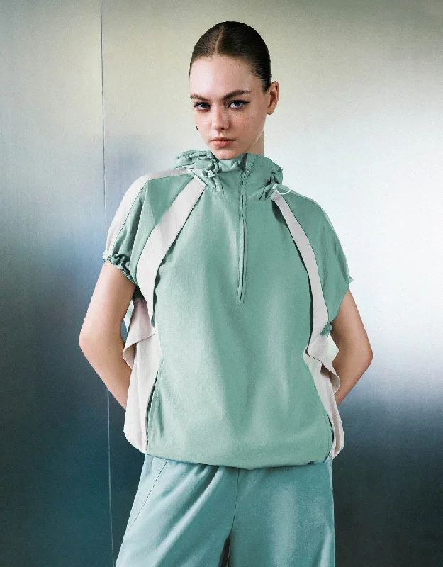 Overstock Zip Half Placket Hooded Overhead Shirt