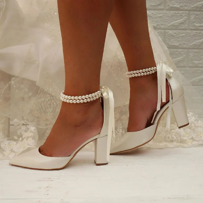Price Rollback satin midi dresssatin midi dressPearl  white Satin Pointy  Block Heels 708400120081