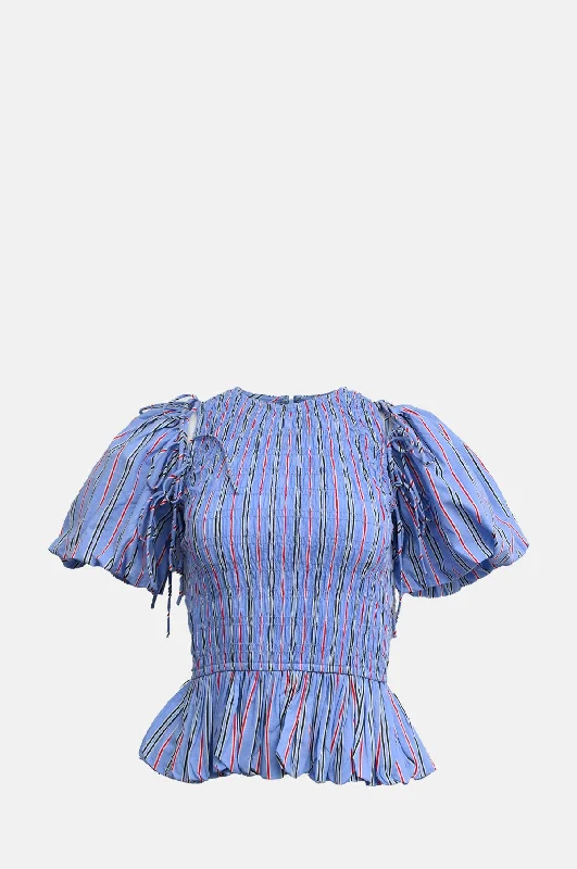 Price Smash performance workout sweatshirtBecca Blouse Bold Blue Stripe