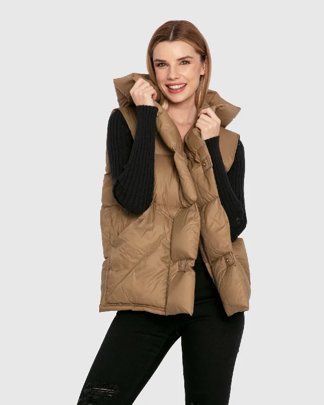 casual coatOver My Head Hooded Puffer Vest - Khaki