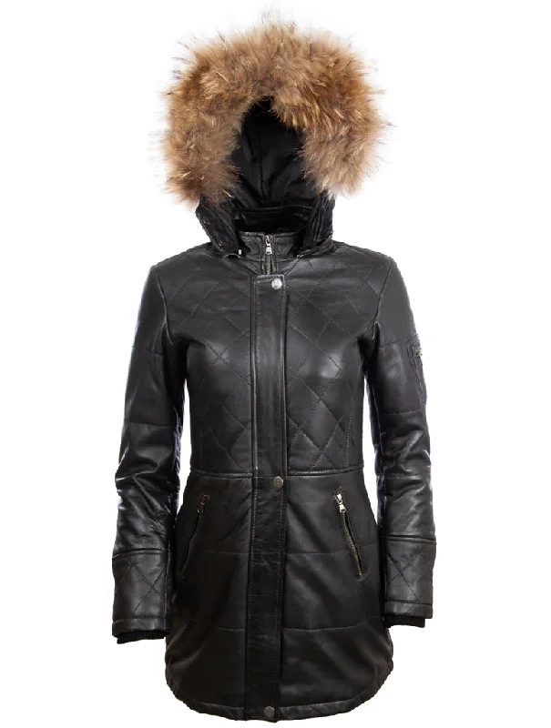 Special Price street style coatN5SQ Women's Trench Fur Hood Coat - Black