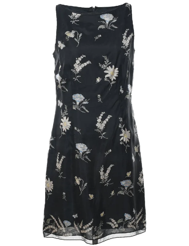 Price Slash casual trench coatSilk Floral Print Evening Dress - M