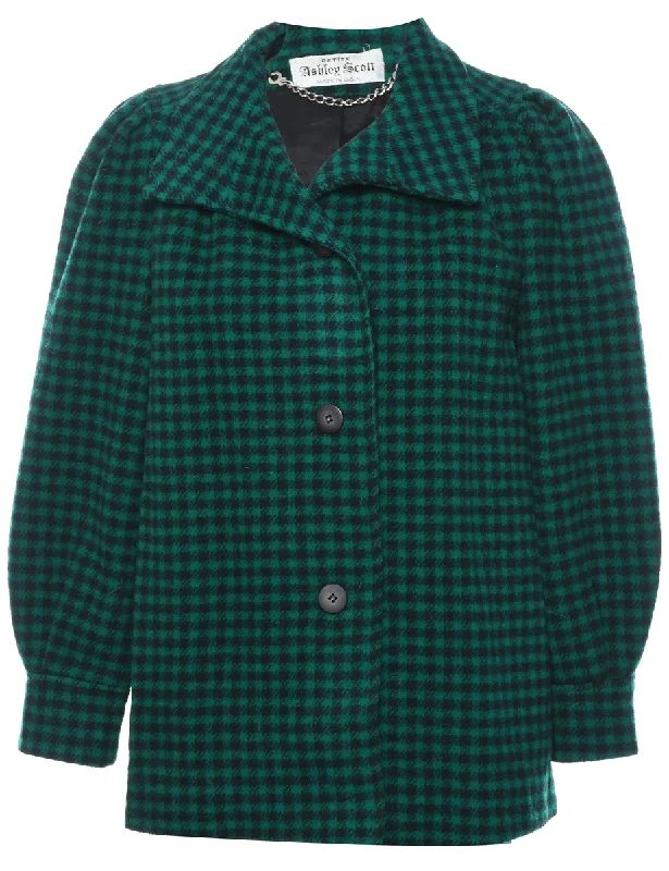 TIME-Limited Offer retro coatChecked Wool Coat - M