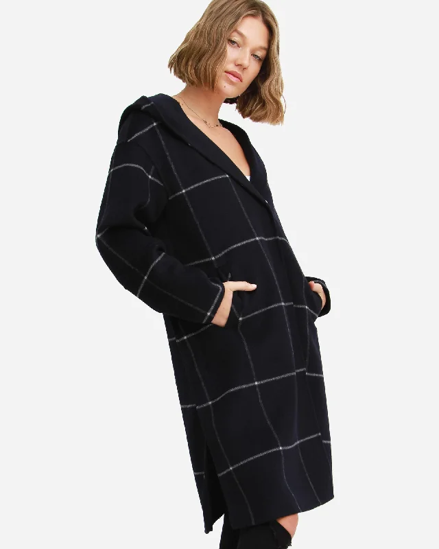 Epic Deals tailored coatWalk This Way Wool Blend Oversized Coat  - Navy Plaid
