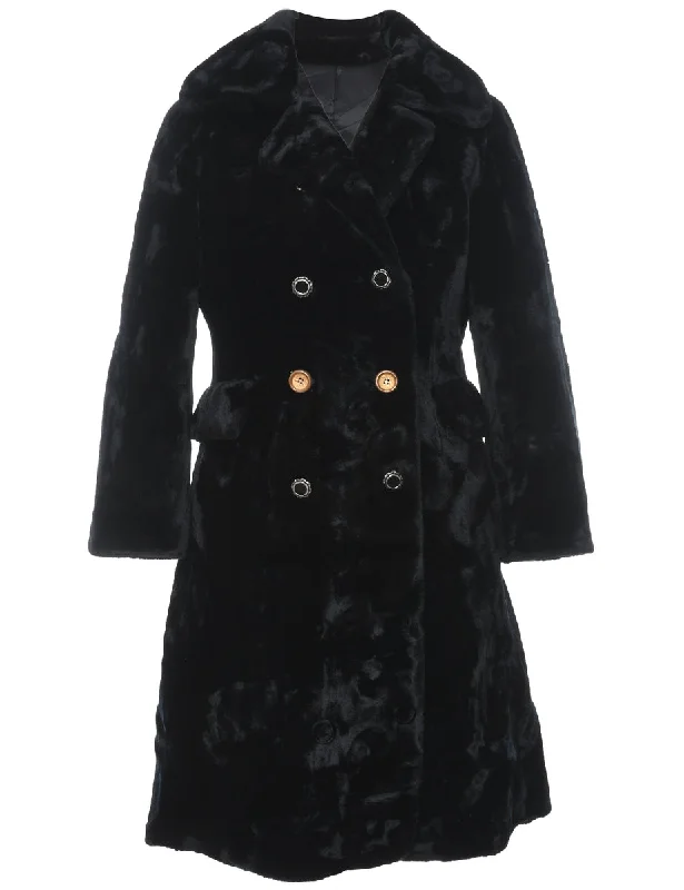 Major Savings fitted coatDouble Breasted Black Borgazia Faux Fur Coat - L