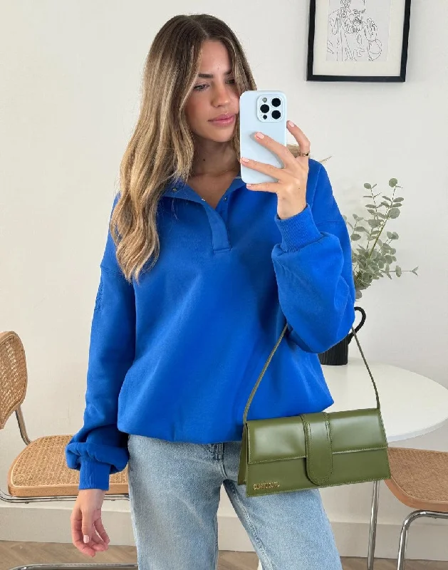 Lowest Prices stylish training hoodieSnap Collar Sierra Sweatshirt in Azure Blue