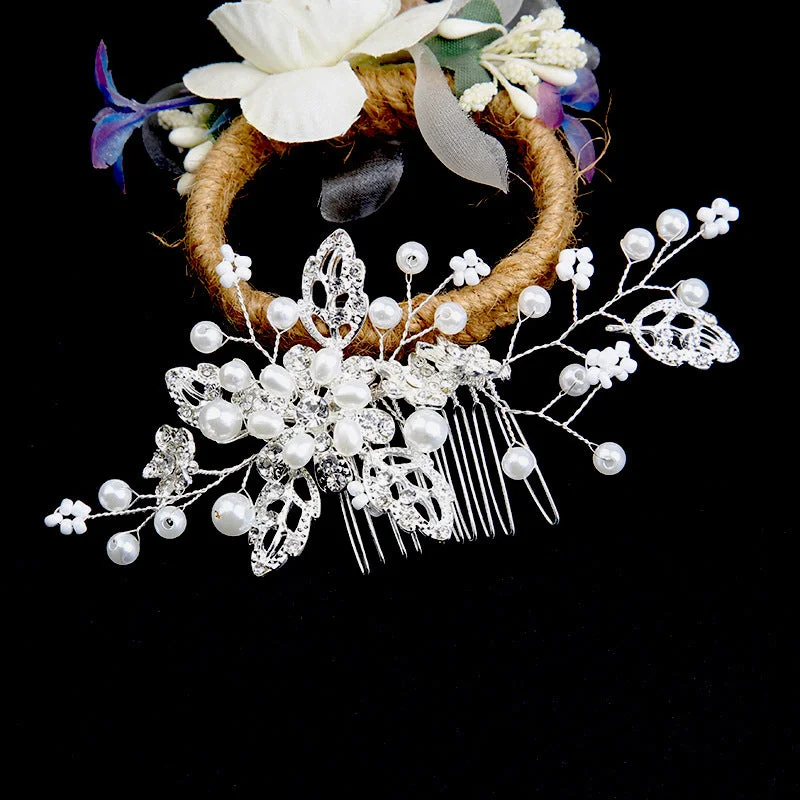 Grand Opening Sale floral dressfloral dressBridal headdress pearl handmade leaf comb  749571815454