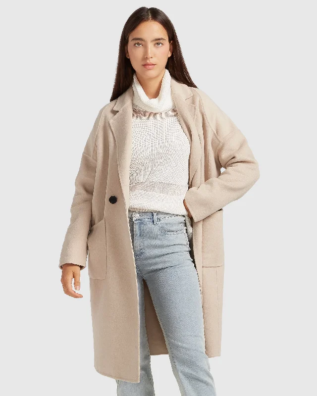 Steals and Deals long-sleeve coatPublisher Double-Breasted Wool Blend Coat - Sand
