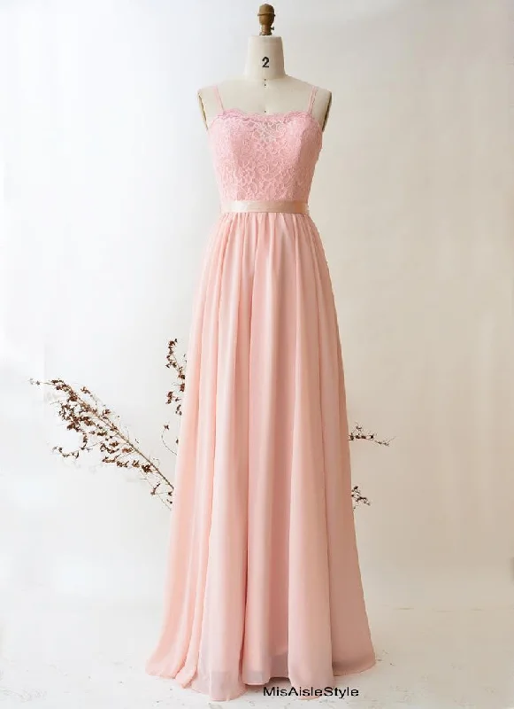 fitted bodycon dressA line Straps Pearl Pink Bridesmaid Dress