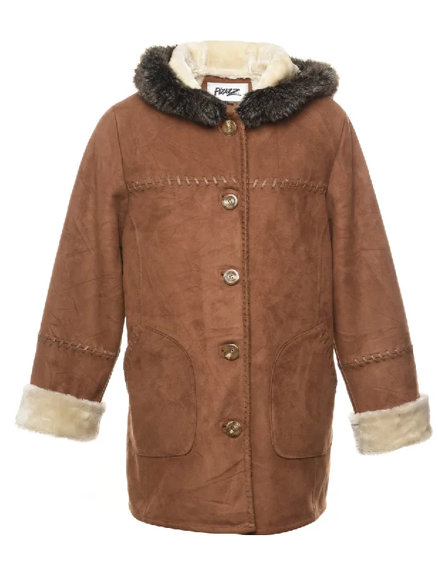 Exclusive Access sleek jacketHooded Brown Shearling Parka - M