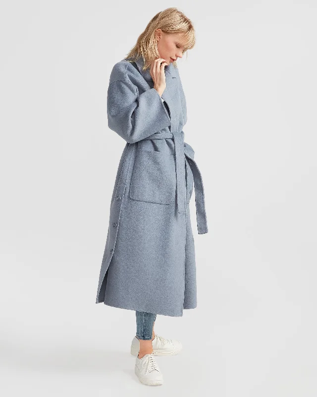 Act Now insulated trench coatWide Awake Split Hem Overcoat - Denim Blue