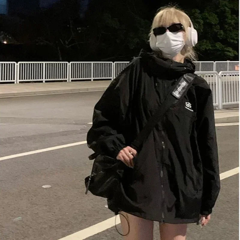 Unbeatable Prices Lunivop Autumn Waterproof Hooded Jacket Women Pure Color Zipper Techwear Windbreaker Korean Fashion Y2k Clothing Trench Coat