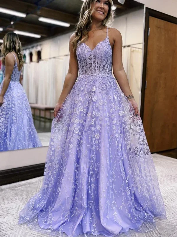 Price Cut fitted cocktail dressfitted cocktail dressA Line V Neck Lilac/Gold Lace Floral Long Prom Dresses, Purple/Gold Lace Formal Graduation Evening Dresses SP2755