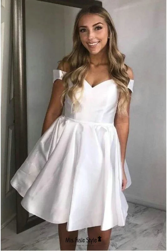 Deal of the Week summer floral dresssummer floral dressShort Off Shoulder Sleeve White Homecoming Dress