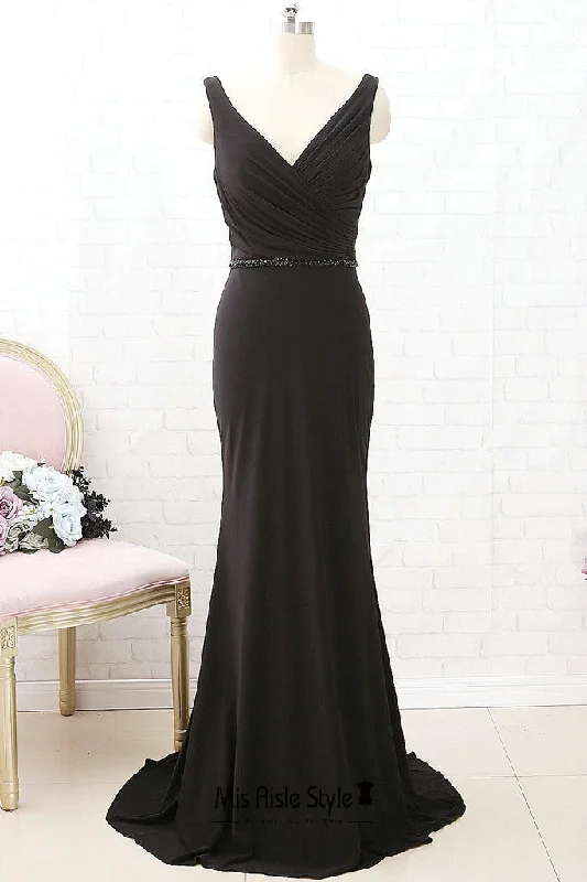 trendy dressSheath V-neckline Black Party Dress