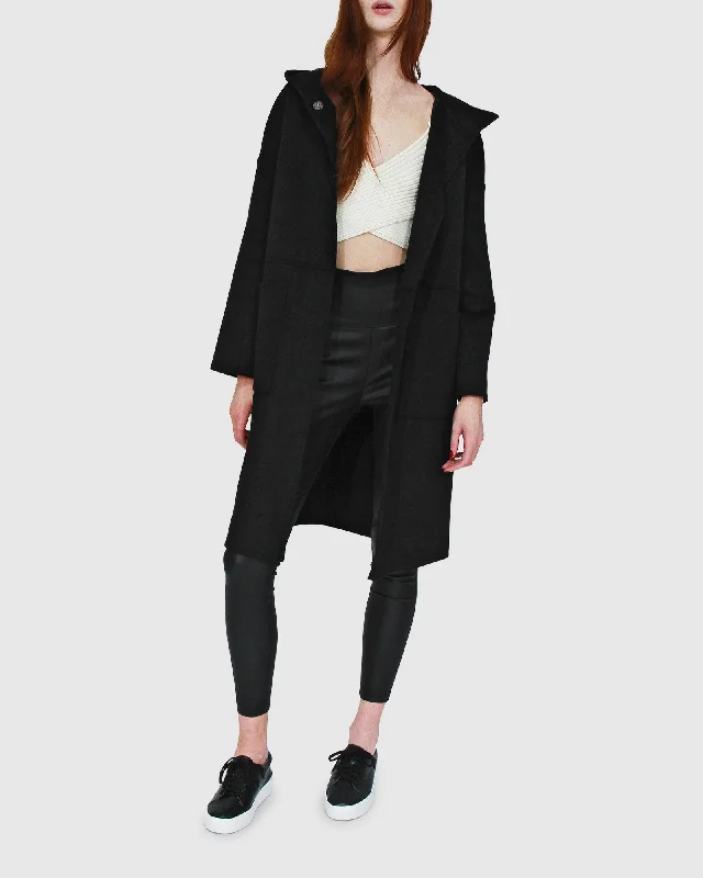 Unmissable Offer vintage coatSunday Morning Hooded Coat - Black