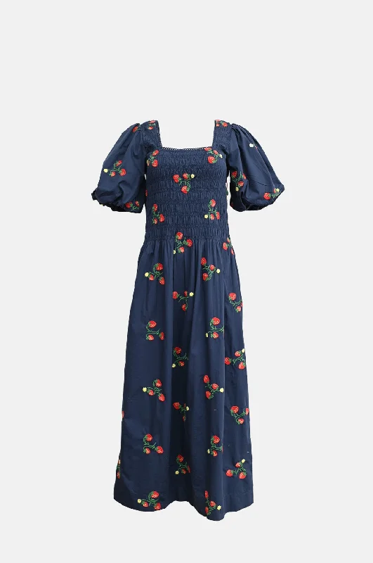 Reduced Prices retro sports hoodieLauren Midi Dress Navy Strawberry