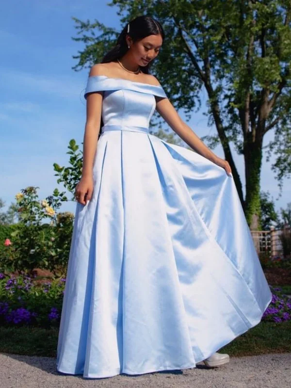 Instant Savings trendy mini dresstrendy mini dressSimple Off Shoulder Light Blue Satin Long Prom Dresses, Off the Shoulder Formal Dresses, Light Blue Evening Dresses SP2871